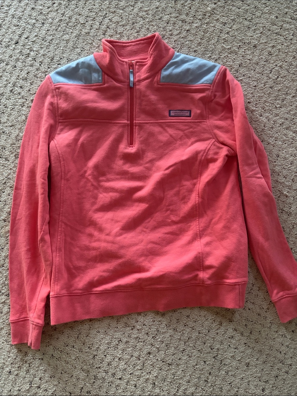 Vineyard Vines Coral Pullover with Gray Label Trim